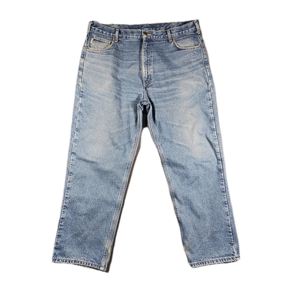 Carhartt B172‎ Relaxed Fit Tapered Flannel Lined Jeans Mens 42x32 Dark Stone